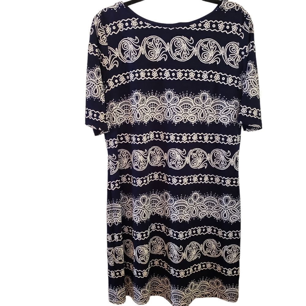 R&K Short Sleeve Midi Aline Navy Dress Size 14